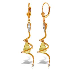 ALARRI 14K Solid Rose Gold Snake Earrings w/ Dangling Briolette Citrines & Diamonds