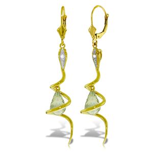 ALARRI 14K Solid Gold Snake Earrings w/ Dangling Briolette Green Amethysts & Diamond