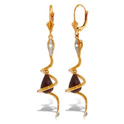 ALARRI 14K Solid Rose Gold Snake Earrings w/ Briolette Dyed Rubies & Diamonds
