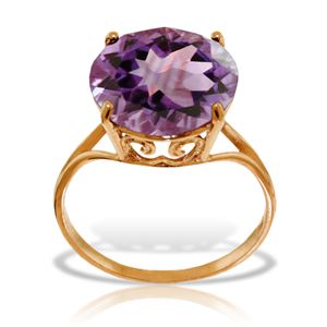 ALARRI 14K Solid Rose Gold Ring w/ Natural 12.0 mm Round Amethyst