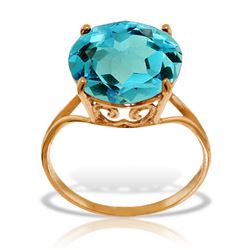ALARRI 14K Solid Rose Gold Ring with Natural 12.0 mm Round Blue Topaz