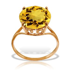 ALARRI 14K Solid Rose Gold Ring w/ Natural 12.0 mm Round Citrine