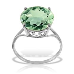ALARRI 14K Solid White Gold Ring w/ Natural 12.0 mm Round Green Amethyst