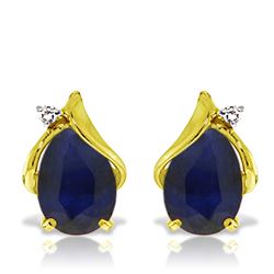 ALARRI 14K Solid Gold Studs Earrings w/ Natural Diamonds & Sapphires