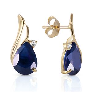 ALARRI 14K Solid Gold Studs Earrings w/ Natural Diamonds & Sapphires