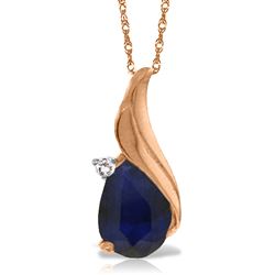 ALARRI 14K Solid Rose Gold Necklace with Natural Diamond & Sapphire