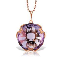 ALARRI 14K Solid Rose Gold Necklace with Checkerboard Cut Round Amethyst