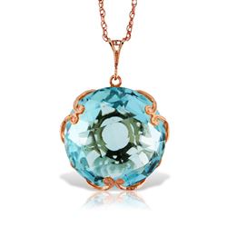 ALARRI 14K Solid Rose Gold Necklace with Checkerboard Cut Round Blue Topaz