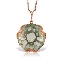 ALARRI 14K Solid Rose Gold Necklace with Checkerboard Cut Round Green Amethyst