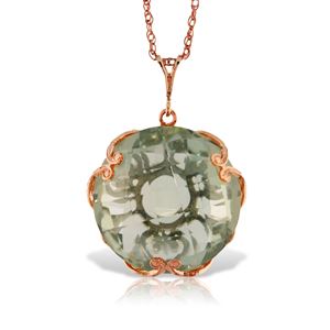 ALARRI 14K Solid Rose Gold Necklace w/ Checkerboard Cut Round Green Amethyst