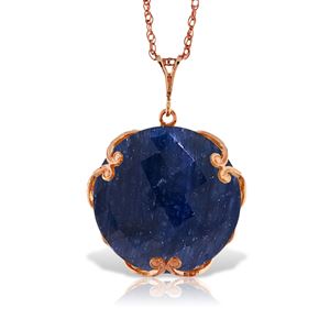 ALARRI 14K Solid Rose Gold Necklace w/ Checkerboard Cut Round Dyed Sapphire
