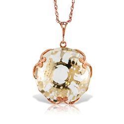 ALARRI 14K Solid Rose Gold Necklace with Checkerboard Cut Round White Topaz