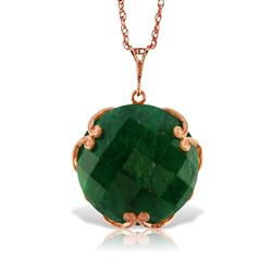 ALARRI 14K Solid Rose Gold Necklace with Checkerboard Cut Round Dyed Green Sapphire