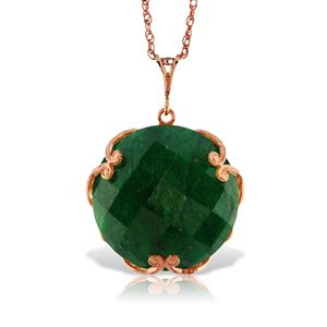 ALARRI 14K Solid Rose Gold Necklace w/ Checkerboard Cut Round Dyed Green Sapphire