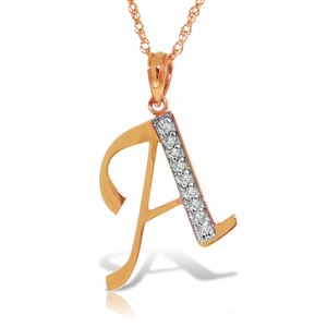 ALARRI 14K Solid Rose Gold Necklace w/ Natural Diamonds Initial 'a' Pendant