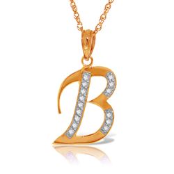 ALARRI 14K Solid Rose Gold Necklace with Natural Diamonds Initial 'b' Pendant