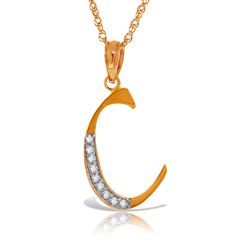ALARRI 14K Solid Rose Gold Necklace with Natural Diamonds Initial 'c' Pendant