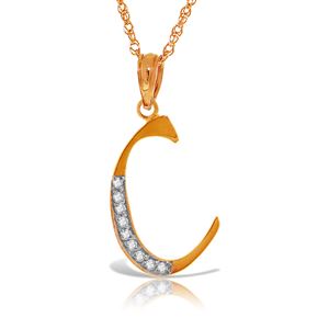 ALARRI 14K Solid Rose Gold Necklace w/ Natural Diamonds Initial 'c' Pendant