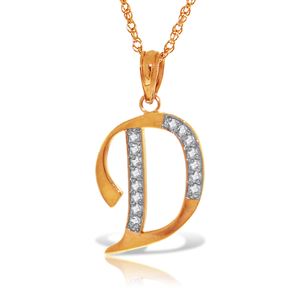 ALARRI 14K Solid Rose Gold Necklace w/ Natural Diamonds Initial 'd' Pendant