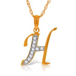 ALARRI 14K Solid Rose Gold Necklace with Natural Diamonds Initial 'h' Pendant