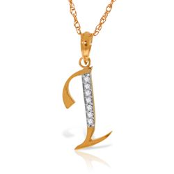 ALARRI 14K Solid Rose Gold Necklace with Natural Diamonds Initial 'i' Pendant