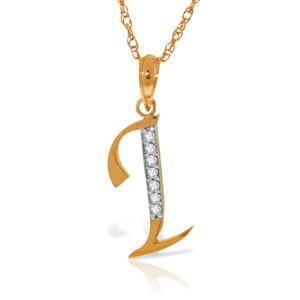 ALARRI 14K Solid Rose Gold Necklace w/ Natural Diamonds Initial 'i' Pendant