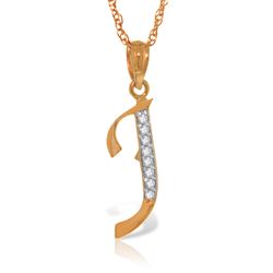 ALARRI 14K Solid Rose Gold Necklace with Natural Diamonds Initial 'j' Pendant