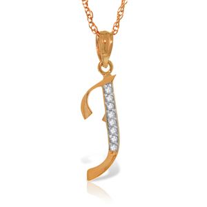 ALARRI 14K Solid Rose Gold Necklace w/ Natural Diamonds Initial 'j' Pendant