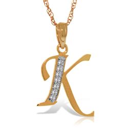ALARRI 14K Solid Rose Gold Necklace with Natural Diamonds Initial 'k' Pendant