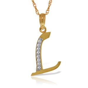 ALARRI 14K Solid Rose Gold Necklace w/ Natural Diamonds Initial 'l' Pendant