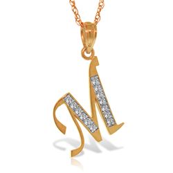 ALARRI 14K Solid Rose Gold Necklace with Natural Diamonds Initial 'm' Pendant