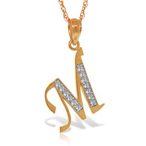 ALARRI 14K Solid Rose Gold Necklace w/ Natural Diamonds Initial 'm' Pendant