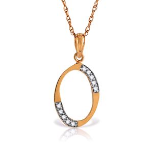 ALARRI 14K Solid Rose Gold Necklace w/ Natural Diamonds Initial 'o' Pendant