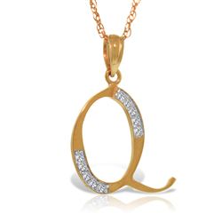 ALARRI 14K Solid Rose Gold Necklace with Natural Diamonds Initial 'q' Pendant