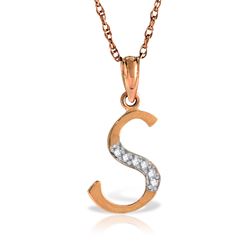 ALARRI 14K Solid Rose Gold Necklace with Natural Diamonds Initial 's' Pendant