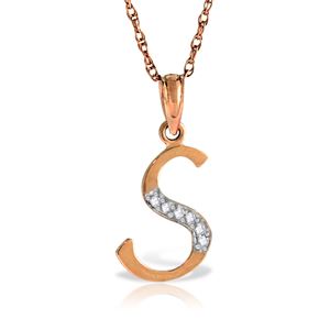ALARRI 14K Solid Rose Gold Necklace w/ Natural Diamonds Initial 's' Pendant