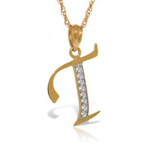 ALARRI 14K Solid Rose Gold Necklace w/ Natural Diamonds Initial 't' Pendant