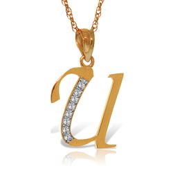 ALARRI 14K Solid Rose Gold Necklace with Natural Diamonds Initial 'u' Pendant