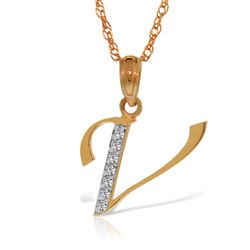 ALARRI 14K Solid Rose Gold Necklace with Natural Diamonds Initial 'v' Pendant