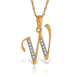 ALARRI 14K Solid Rose Gold Necklace w/ Natural Diamonds Initial 'w' Pendant