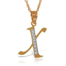 ALARRI 14K Solid Rose Gold Necklace with Natural Diamonds Initial 'x' Pendant