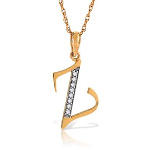ALARRI 14K Solid Rose Gold Necklace w/ Natural Diamonds Initial 'z' Pendant
