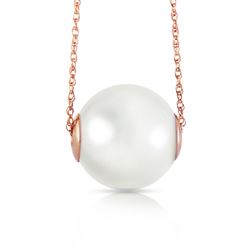 ALARRI 14K Solid Rose Gold Necklace with 16.0 mm White Shell Pearl