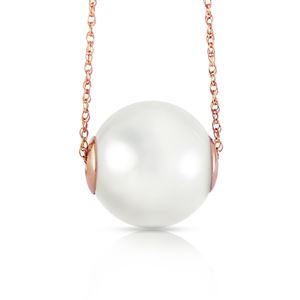 ALARRI 14K Solid Rose Gold Necklace w/ 16.0 mm White Shell Pearl