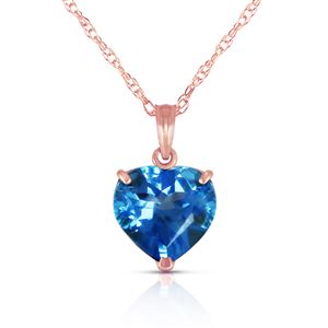 ALARRI 14K Solid Rose Gold Necklace w/ Natural 10mm Heart Blue Topaz