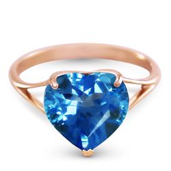 ALARRI 14K Solid Rose Gold Ring w/ Natural 10.0 mm Heart Blue Topaz