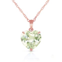 ALARRI 14K Solid Rose Gold Necklace with Natural 10mm Heart Green Amethyst