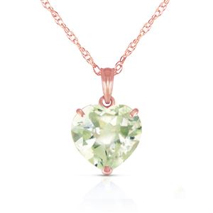 ALARRI 14K Solid Rose Gold Necklace w/ Natural 10mm Heart Green Amethyst