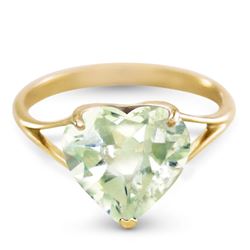 ALARRI 14K Solid Gold Ring w/ Natural 10.0 mm Heart Green Amethyst