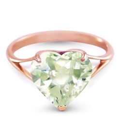 ALARRI 14K Solid Rose Gold Ring w/ Natural 10.0 mm Heart Green Amethyst